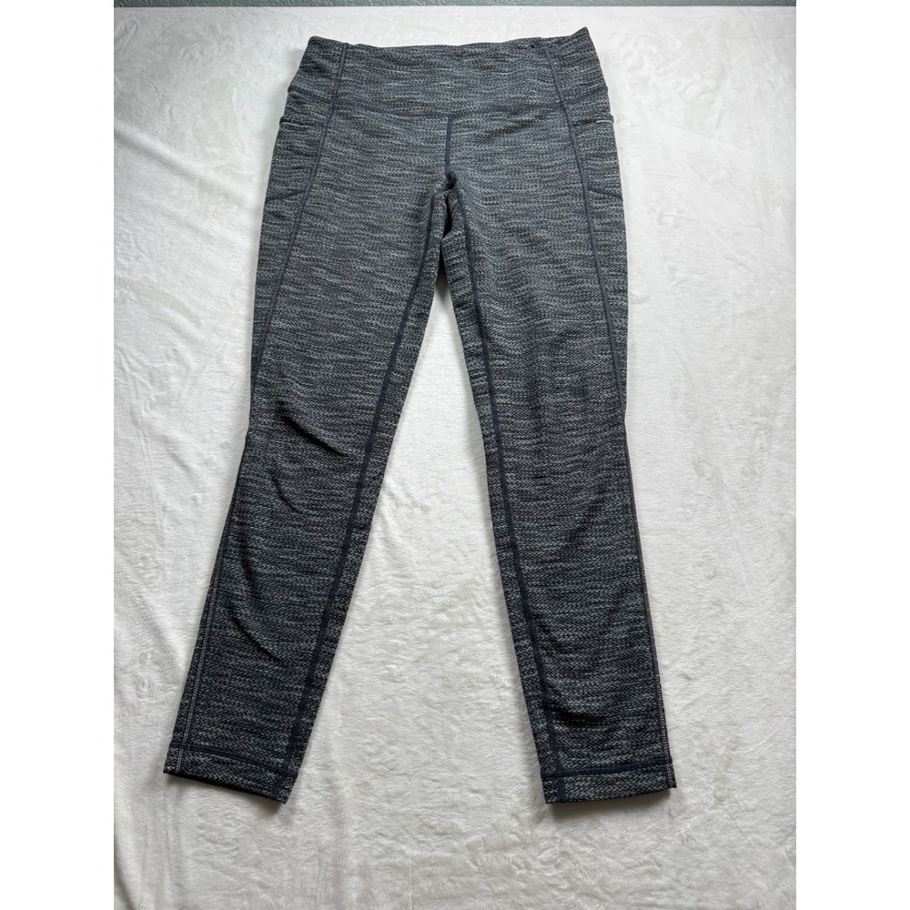 Title Nine MPG Gray Herringbone Space Dye Athletic Leggings Pockets Womens Med